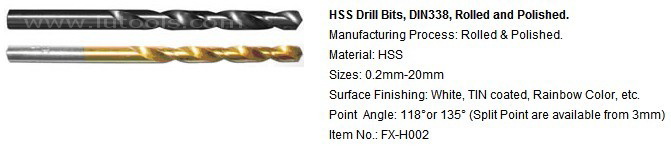 Спиральные сверла HSS с титановым покрытием и прямым хвостовиком